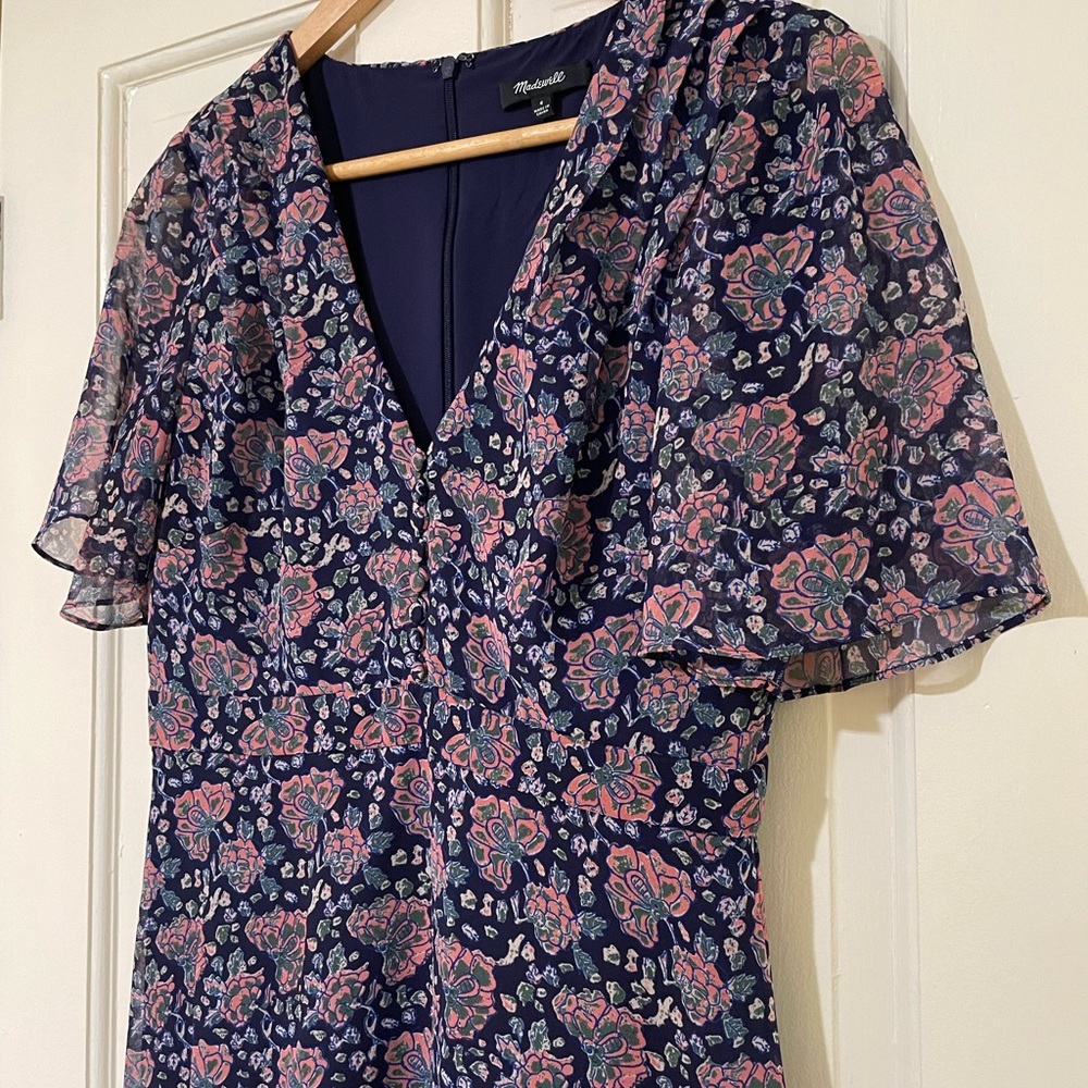 MADEWELL, Orchard Flutter-Sleeve Dress in Fan Floral Mix, 4